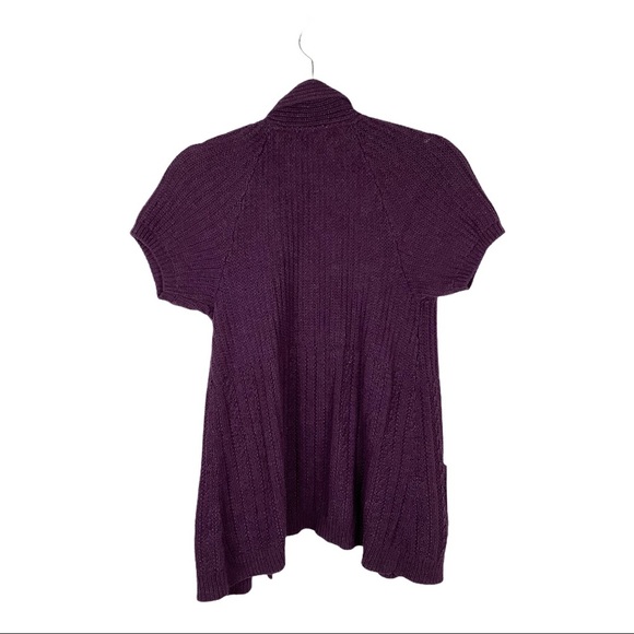 Sonoma Women Size Small Purple Button Front Short Sleeve Cardigan Sweater - Picture 6 of 6